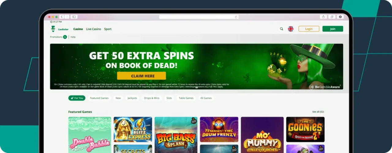 Luckster archived casino website screenshot