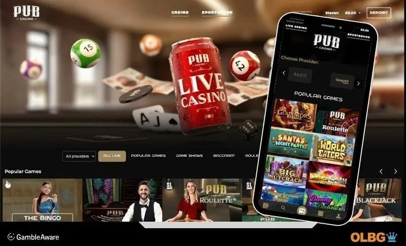 PUB Casino archived desktop and mobile website views